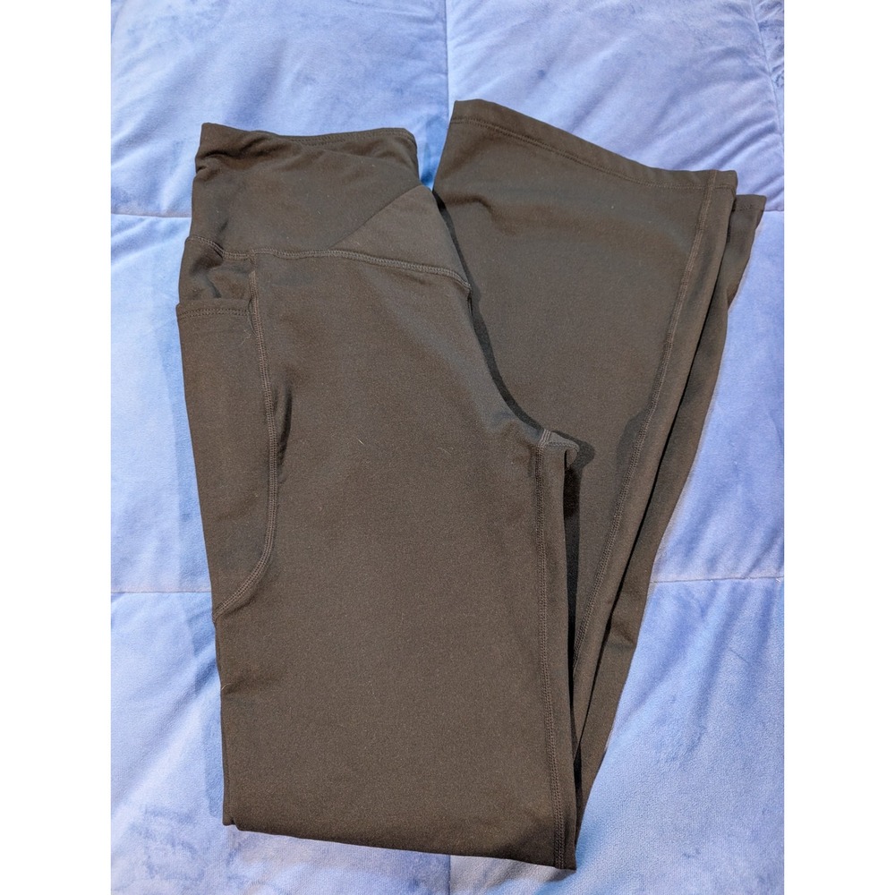 Baleaf Flare Yoga Pants Womens Medium Black Crossover Waist Pockets Leggings